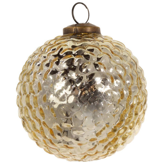 4" Dia. Hobnail Gold Glass Christmas Ornament