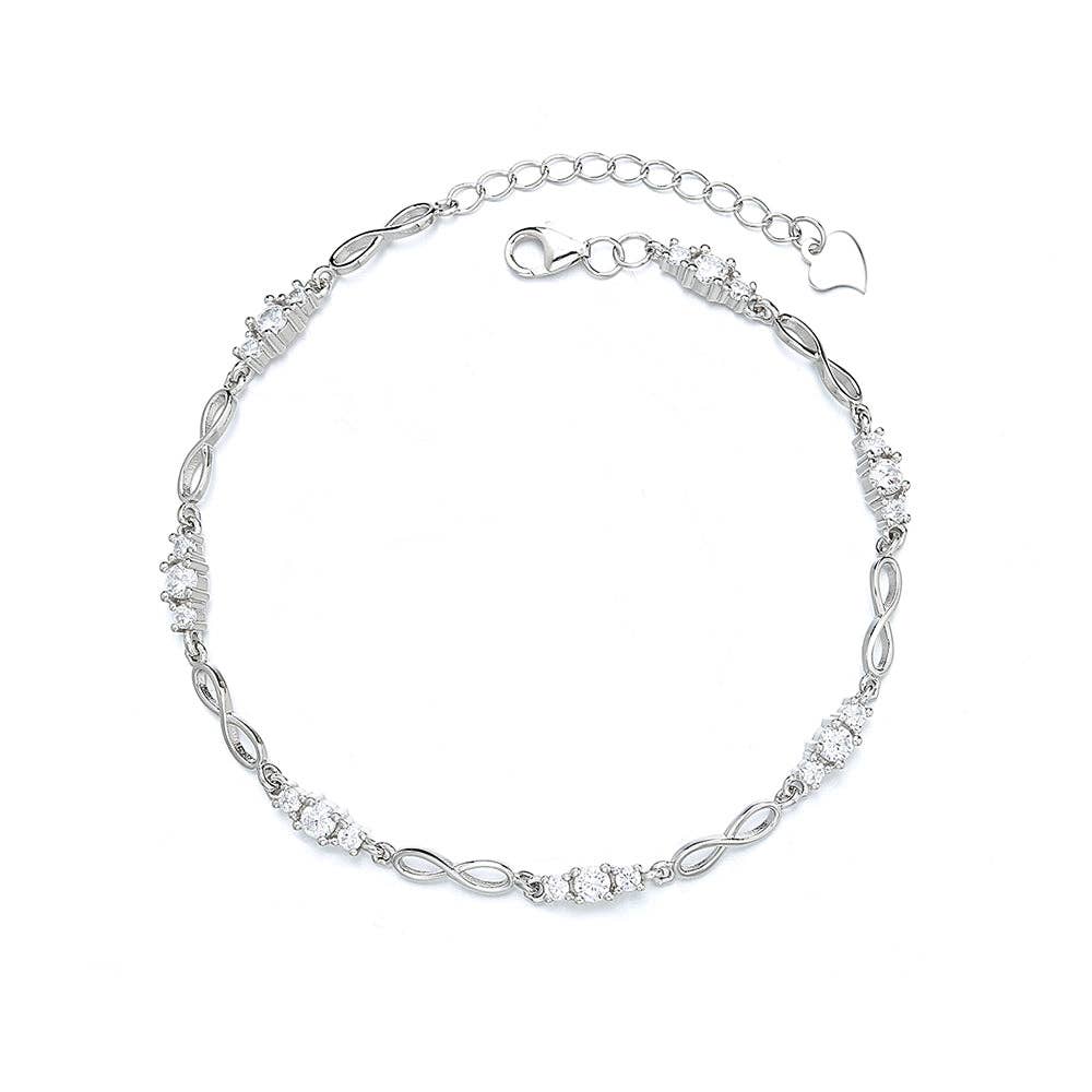 18K White Gold Infinity Bracelet with Genuine Crystals: White Gold